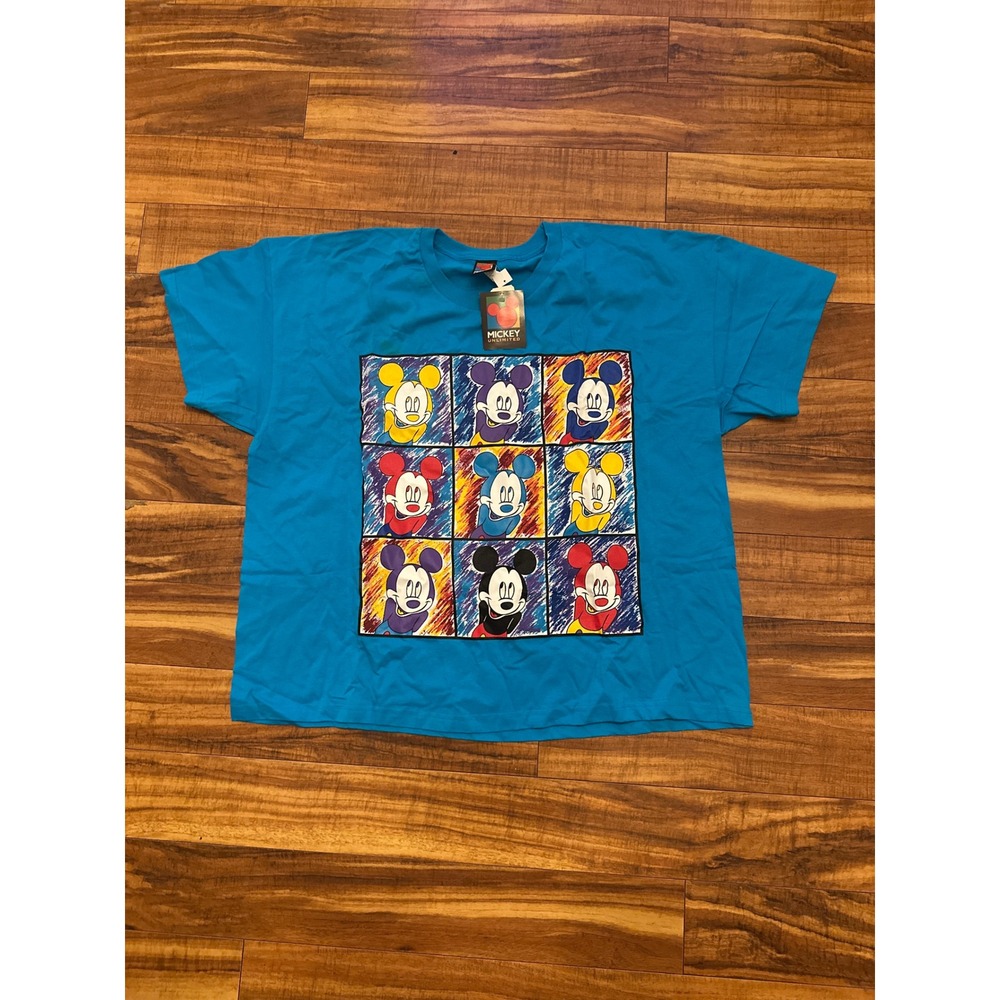 Vintage‎ Mickey Unlimited Pop Art T-Shirt Blue Disney Mickey Mouse 3X NWT